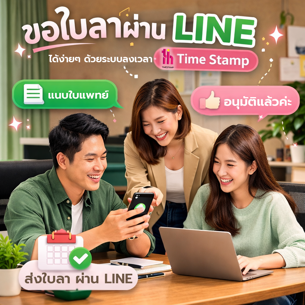 ขอใบลาผ่าน LINE ได้ง่ายๆ ด้วยระบบลงเวลา Time Stamp